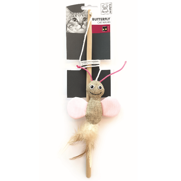 M-PETS Interactive Cat Wand Toy with Play Butterfly Design