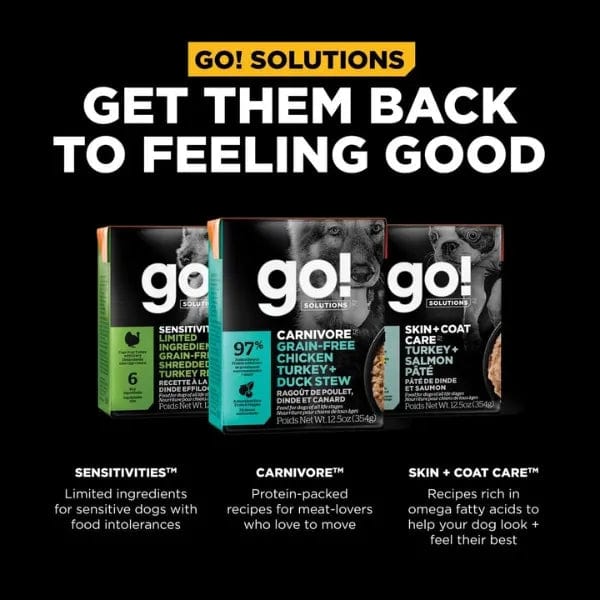 Go! Solutions Grain-Free Carnivore Chicken, Turkey & Duck Stew Wet Dog Food, 12.5oz