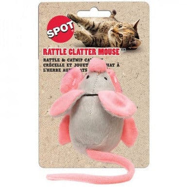 Plush Spot Rattle Clatter Catnip-Filled Cat Toy in the Shape of a Mouse