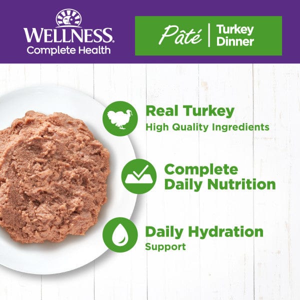 Wellness Complete Health Premium Pate-style Turkey Dinner Canned Cat Food for Optimal Feline Wellness