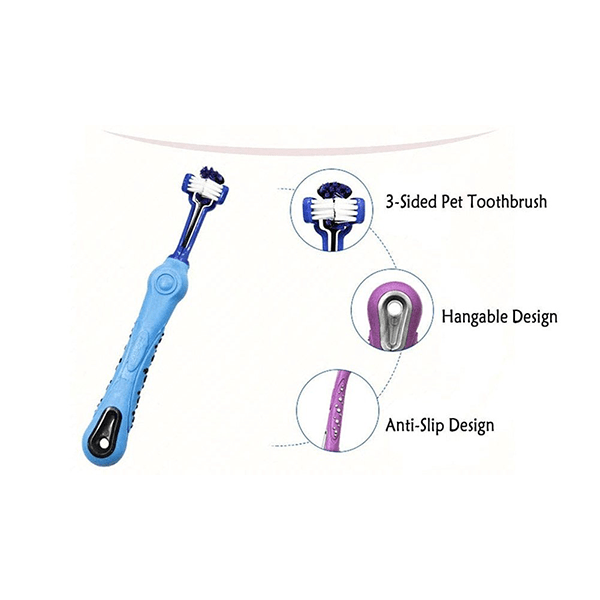 M-PETS Dog Oral Care Three-Headed Toothbrush for Thorough Cleaning