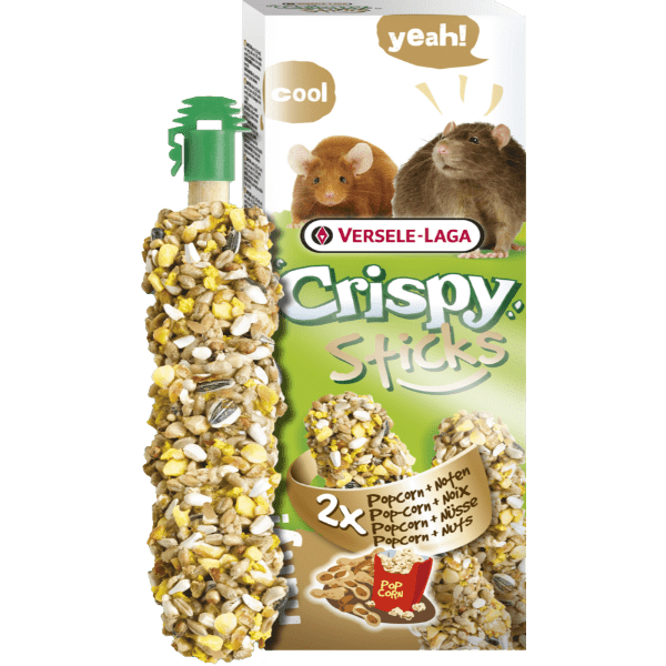 Versele-Laga Oven-Baked Crispy Snack Sticks for Pet Rats and Mice with Nuts and Popcorn Flavor