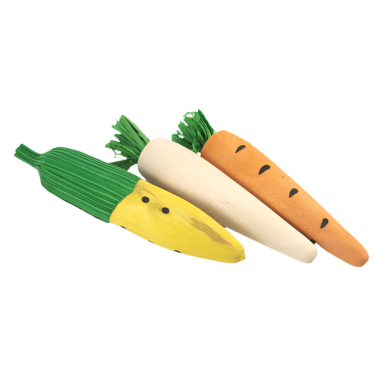 Moss Hollow Wood, Carrot and Corn Toy Chews Trio for Pets