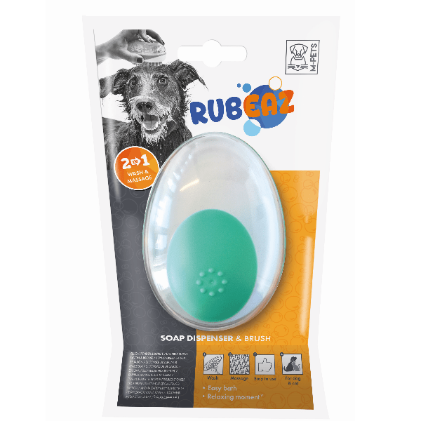 M-PETS Multipurpose Pet Soap Dispensing Brush for Shampoo Application and Coat Care
