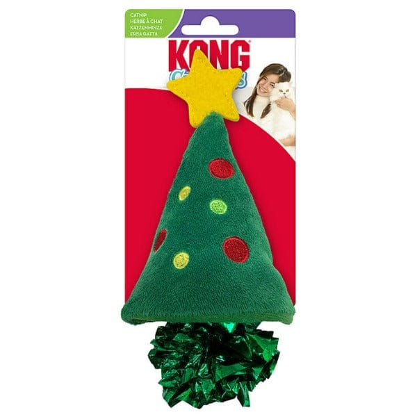 KONG Festive Holiday Crackles Christmas Tree Interactive Cat Toy for Indoor Play