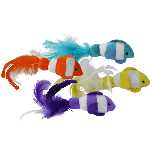 Multipet Assorted - Color Clown Fish Cat Toy 2 - Pack with Double - Dose Catnip