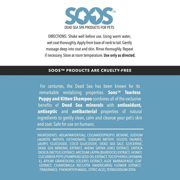 Soos Pets Gentle Tearless Shampoo for Puppies and Kittens