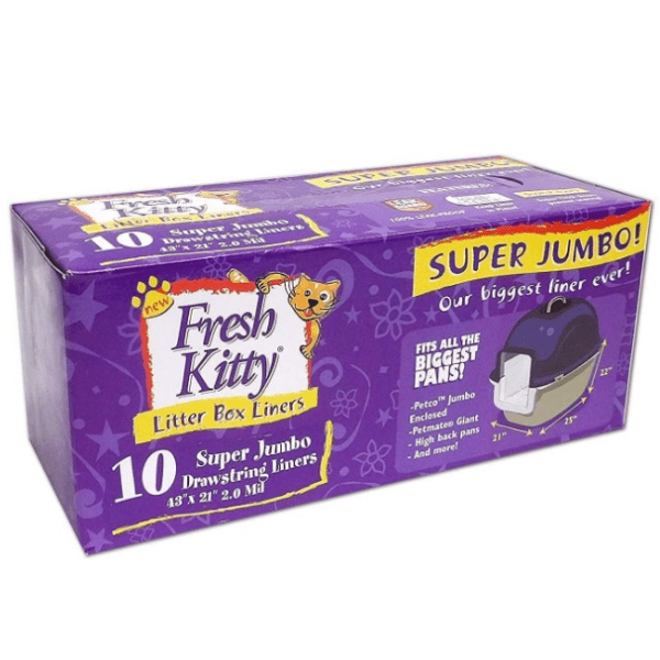 Extra Thick Fresh Kitty Super Jumbo Drawstring Litter Box Liners - 10 Pack