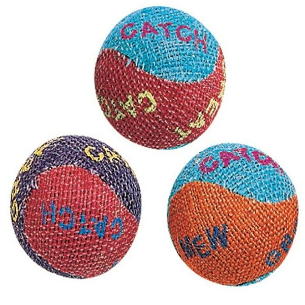 Multicolored Burlap Catnip Filled Balls - Ideal Everyday Cat Toy