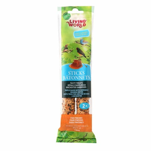 Living World Honey - Flavored Healthy Finch Treat Sticks with Cage Clip