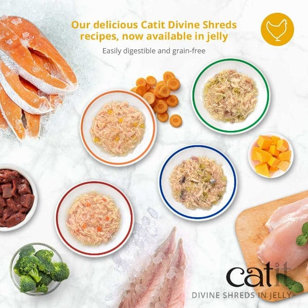 Catit 4-Pack Divine Shreds Chicken, Tuna & Carrot in Jelly Canned Cat Food Topper
