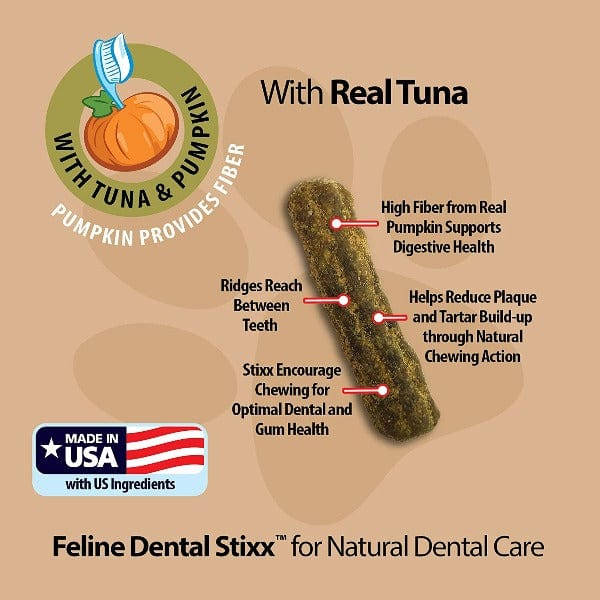 Emerald Pet Tuna & Pumpkin Feline Dental Sticks for Teeth Cleaning