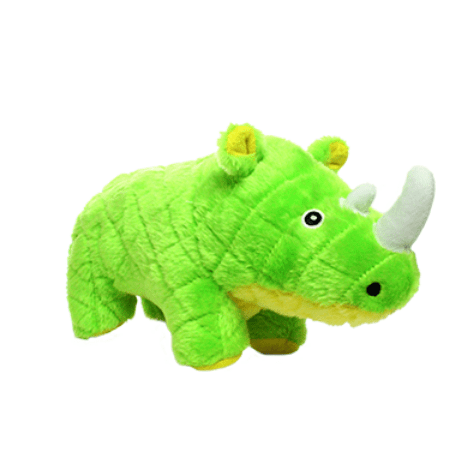 Tuffy Mighty Safari Green Rhinoceros Plush Dog Chew Toy for Medium to Large Dogs