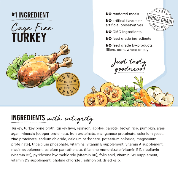 The Honest Kitchen Cage - Free Turkey & Autumn Veggies Butcher Block Smooth Pate Wet Dog Food
