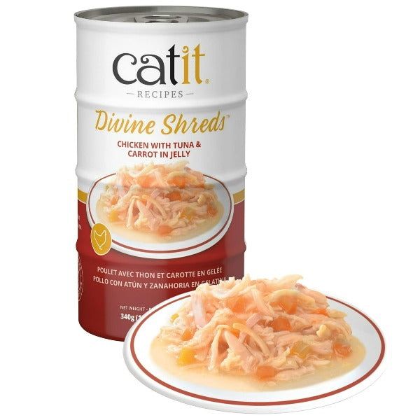 Catit 4-Pack Divine Shreds Chicken, Tuna & Carrot in Jelly Canned Cat Food Topper