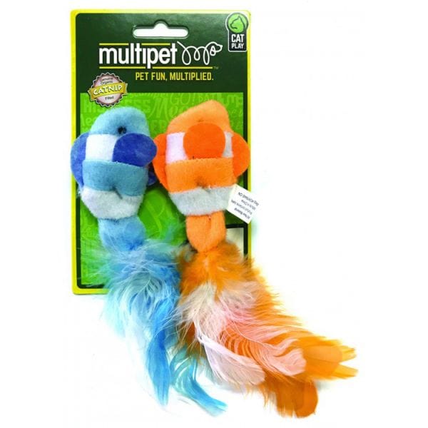 Multipet Assorted - Color Clown Fish Cat Toy 2 - Pack with Double - Dose Catnip