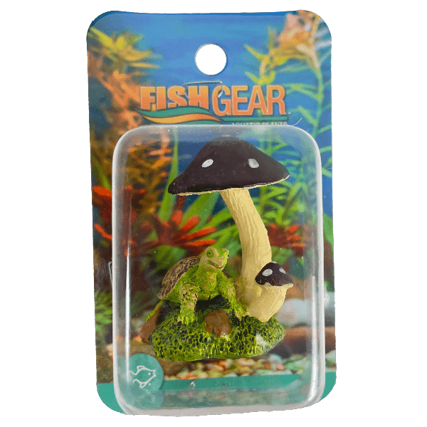 Safe & Fade-Resistant Fish Gear Mushroom and Turtle Betta Aquarium Ornament