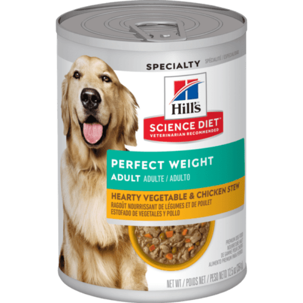 Hill's Science Diet Adult Canned Dog Food - Perfect Weight Hearty Chicken and Vegetable Stew, 12.5 Ounce Can