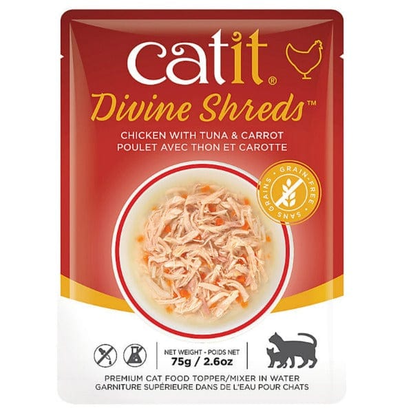 Catit Premium Divine Shreds Cat Food Topper Featuring Chicken, Tuna & Carrot