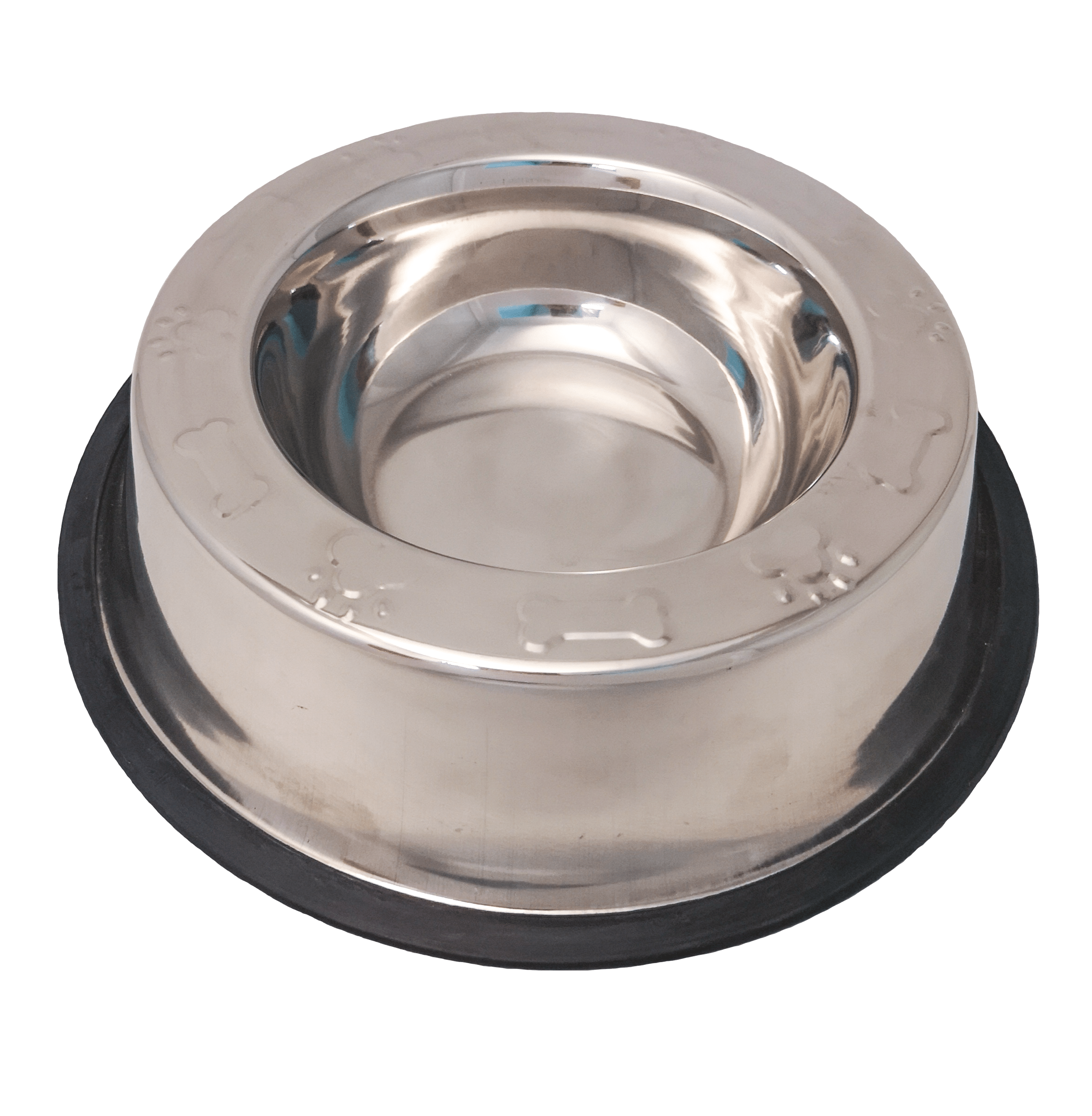 Stainless Steel Wide Rim Non - Tip Anti - Skid Pet Food and Water Bowl with Embossed Paw & Bone Design
