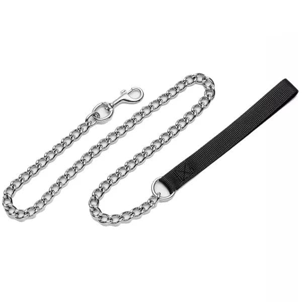 Heavy - Duty Chrome - Plated Titan Chain Dog Leash with Durable Nylon Handle
