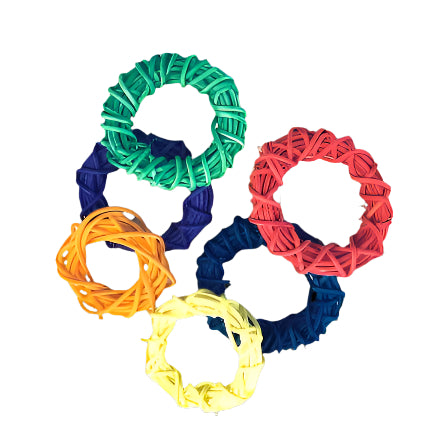 Tweeters Colorful Woven Wicker Rings Bird Chewing and Shredding Toy Set