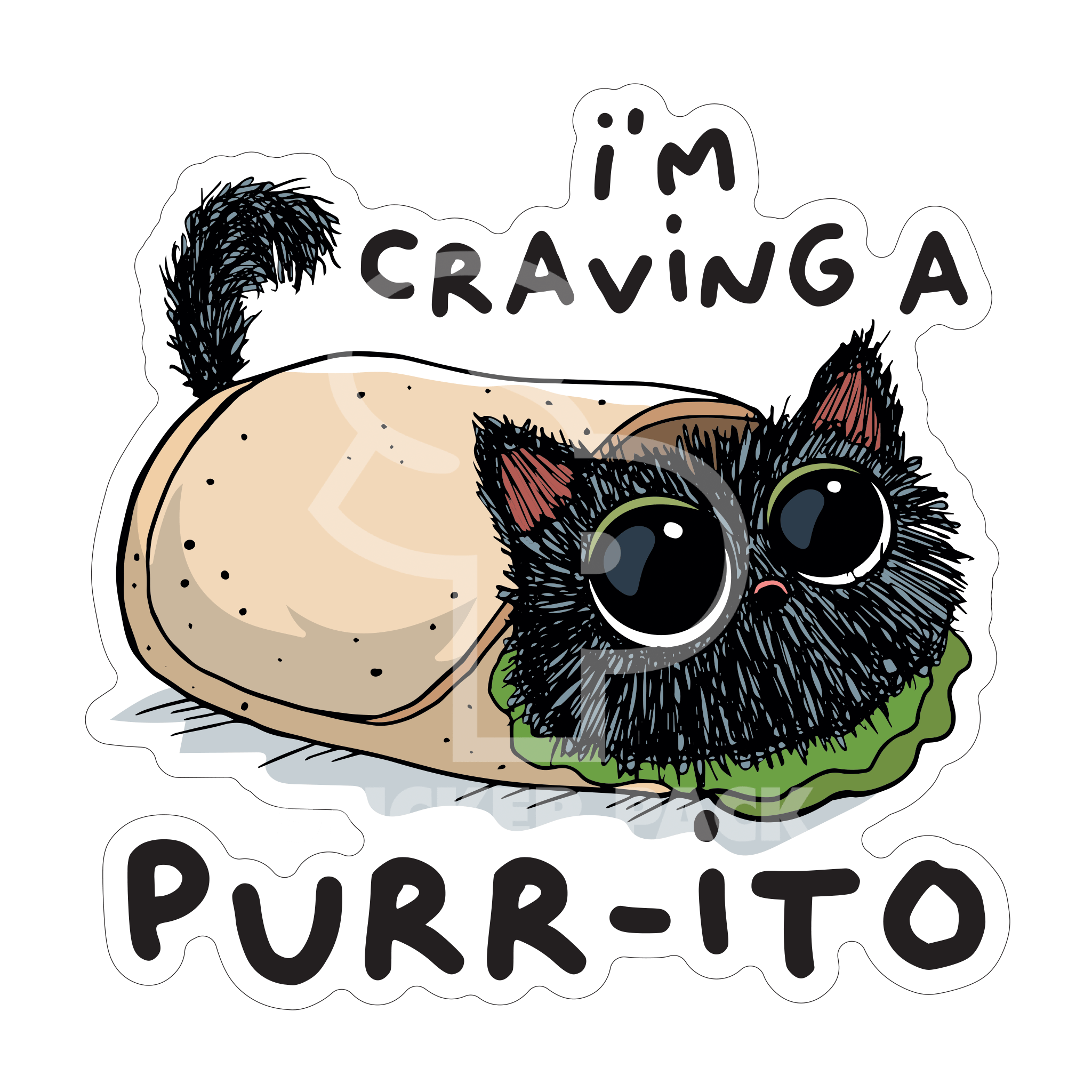 Matte Finish Cat Sayings Sticker Pack - Purr-ito; Small and Large Pet Stickers