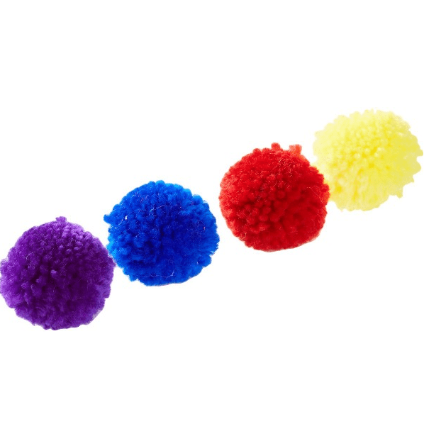 Colorful Fuzzy Wool Catnip-Filled Pom Pom Cat Toys (4-Pack)