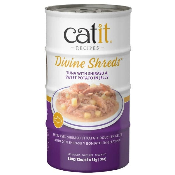 Catit 4-Pack Divine Shreds Canned Cat Food Topper: Tuna, Shirasu & Sweet Potato in Jelly