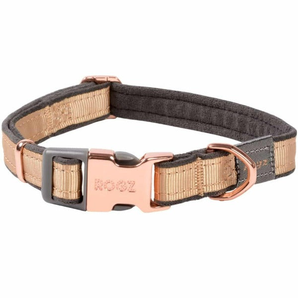 Rogz Urban Classic Dog Collar in Soothing Pastels with Rose Gold Trims