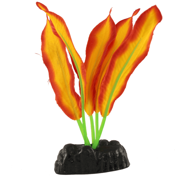 Orange Sword Silk Artificial Betta Fish Decorative Plant Set of 4 for Aquariums