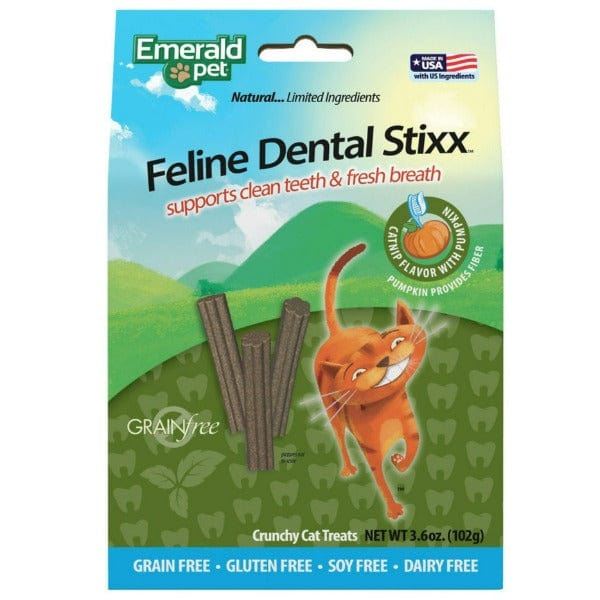 Emerald Pet Natural Feline Dental Treat Stixx with Catnip and Pumpkin for Cats