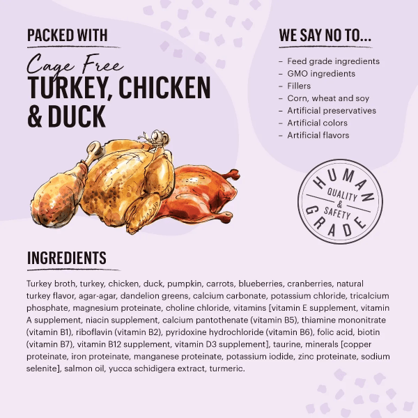 The Honest Kitchen Grain-Free Minced Turkey, Chicken & Duck Wet Cat Food - Case of 12