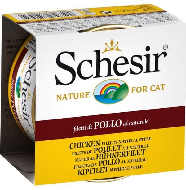 Schesir Adult Wet Cat Food Entrée - Natural Style Chicken Fillets with the Flavor of Rice