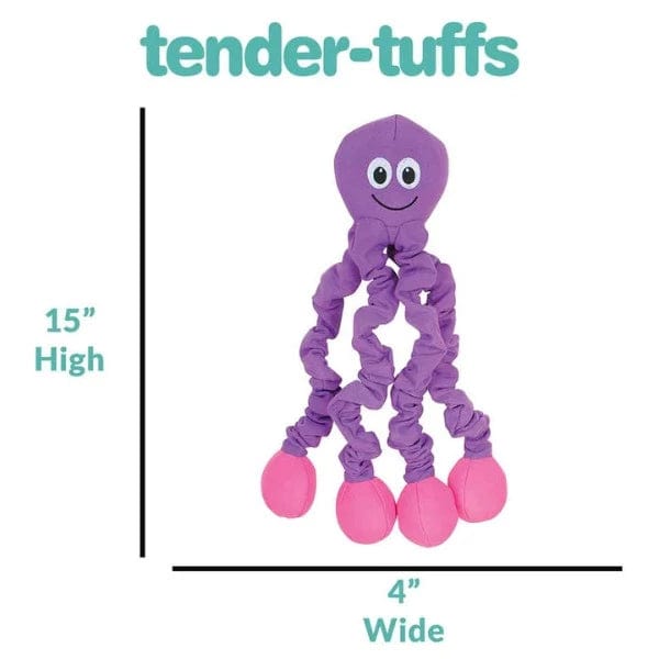 Soft and Stretchy Purple Octopus-Shaped Interactive Dog Chew Toy by Tender-Tuffs