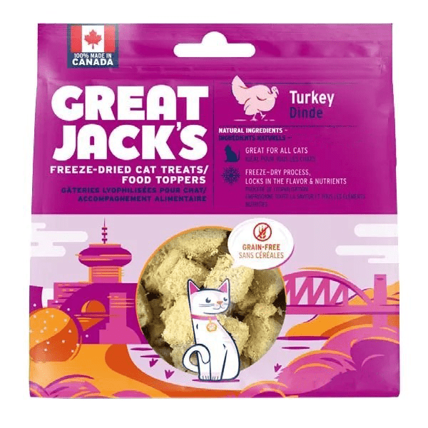 Great Jack's Premium Turkey Freeze - Dried Cat Treats and Food Toppers for Felines of All Ages