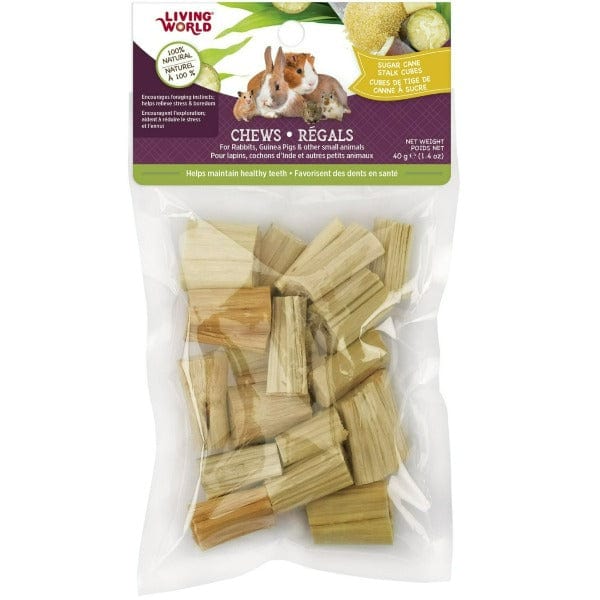 Living World All - Natural Sugarcane Stalk Cubes Chews Ideal for Small Animal Pets