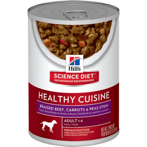 Hill's Science Diet Adult Canned Dog Food - Healthy Cuisine Braised Beef, Carrots and Peas Stew, 12.5 Ounce Can