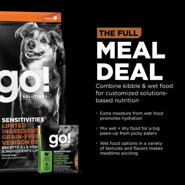 Go! Solutions Grain-Free Venison Dry Dog Food, 22lb for Sensitive Diets