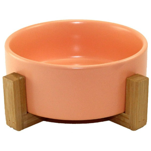 Luxurious Ceramic Pet Bowl with Refined Bamboo Stand