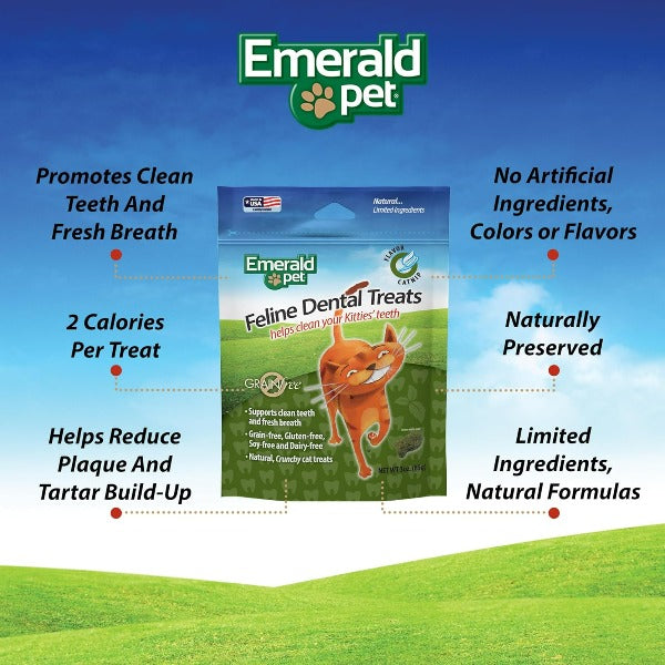 Emerald Pet High - Quality Grain - Free Catnip - Infused Dental Treats for Felines