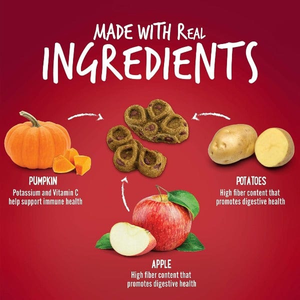 Fruitables Biggies Dog Treats with Crispy Bacon and Apple Flavors