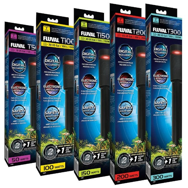 Fluval T Series Electronic Submersible Aquarium Heaters with Multiple Safety Features