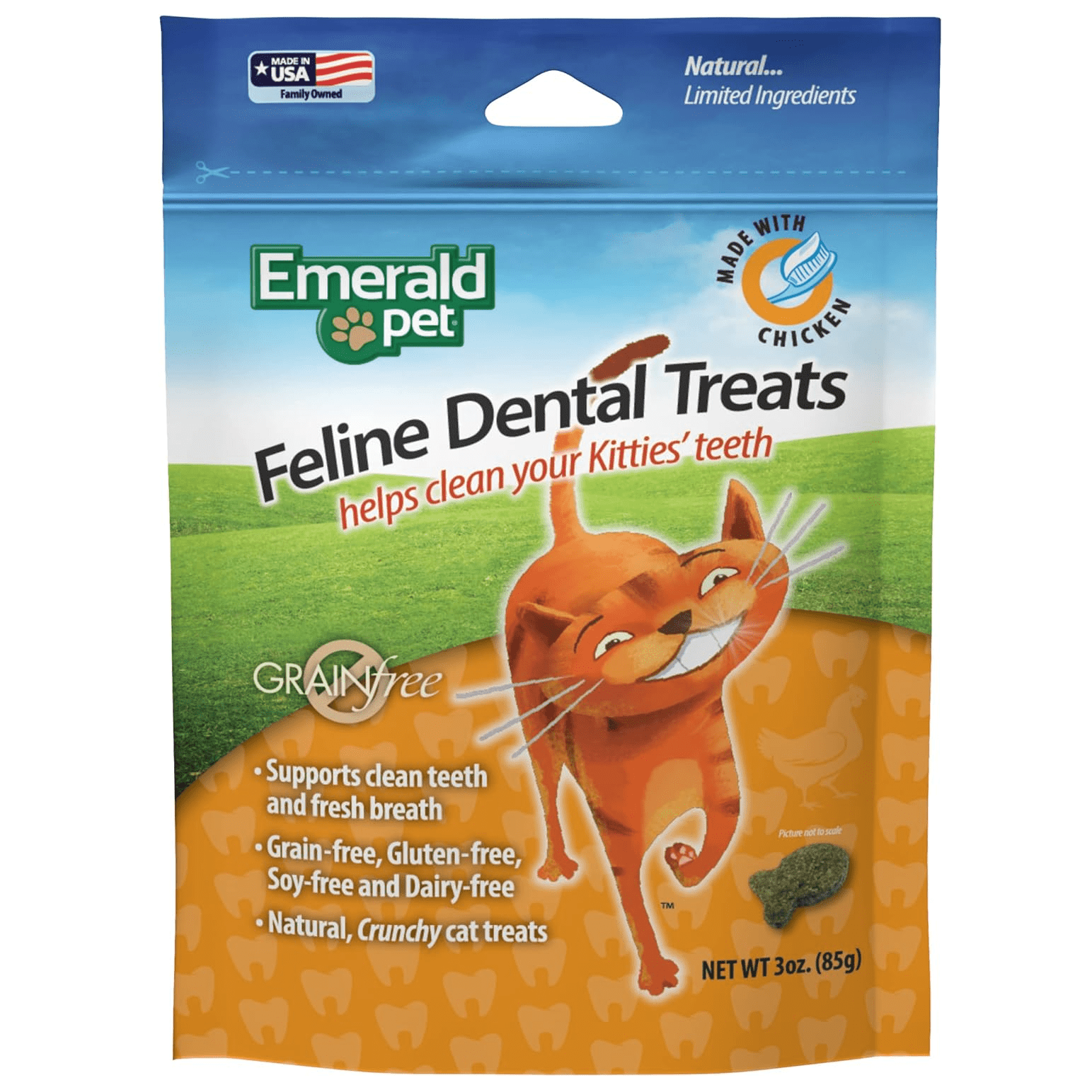 Grain-Free Emerald Pet Chicken Dental Treats for Cats