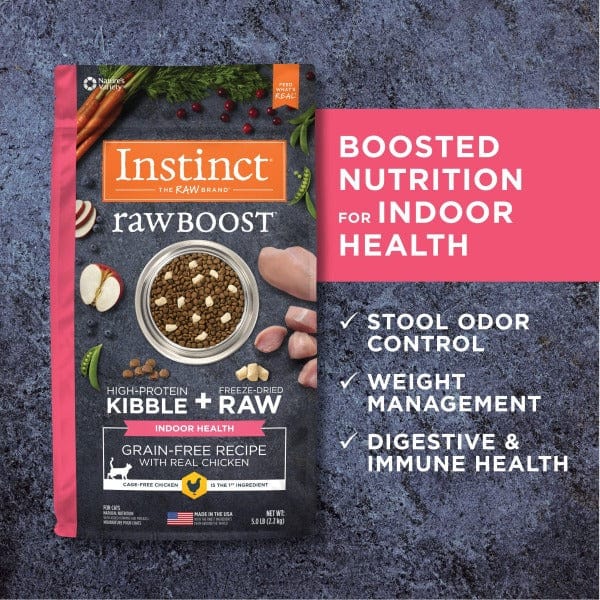 5lb Instinct Raw Boost Dry Cat Food: Real Cage - free Chicken for Indoor Cat Health