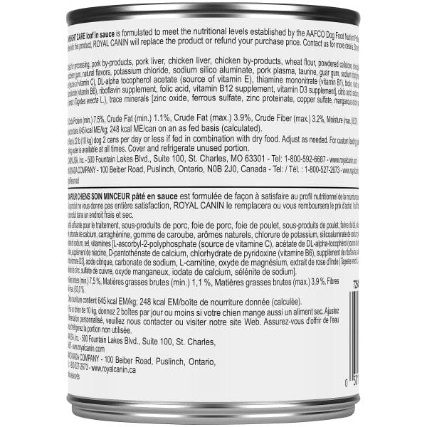Royal Canin Canned Dog Food - Weight Care Loaf in Sauce, 385g - Ideal for Adult and Mature Dogs Prone to Weight Gain