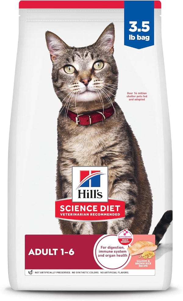 Hill's Science Diet Adult Dry Cat Food with Salmon and Brown Rice for Prime - Age Cats