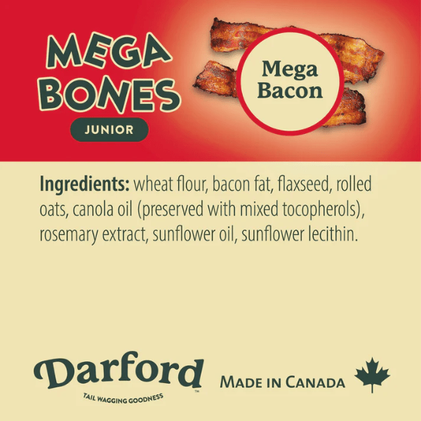 Darford Mega Bacon Flavored Dog Treats - Mega Bones, Including Mega Junior Size