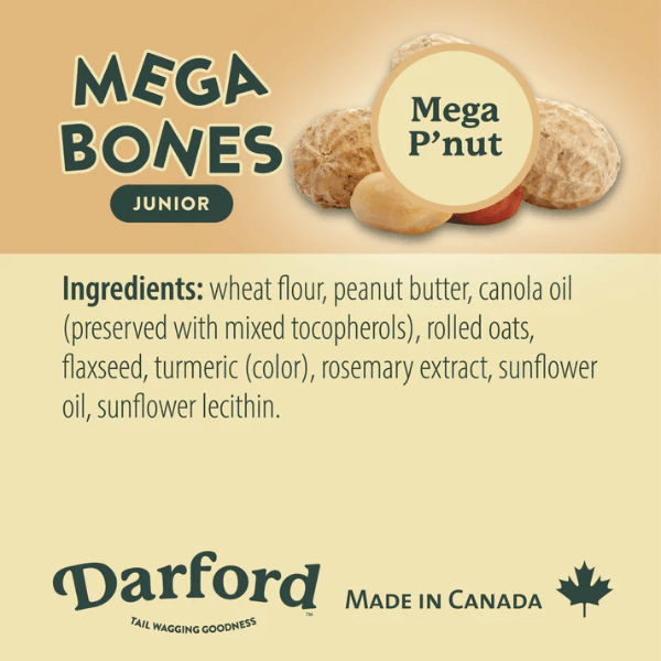 Darford Mega Bones Junior Mega Peanut-Flavored Dog Treats - Ideal Snack for Smaller Canines