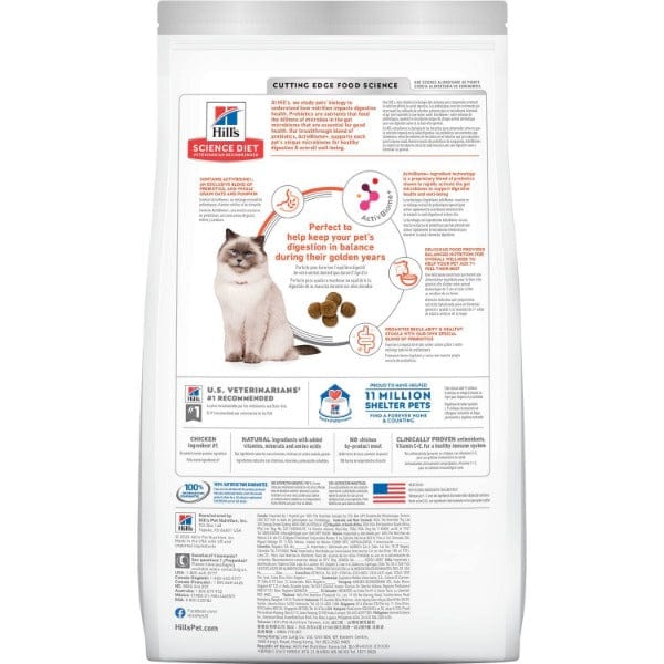 Hill's Science Diet Dry Cat Food - Chicken Recipe for Adult Cats 7+ with 3.5 lb, Perfect Digestion